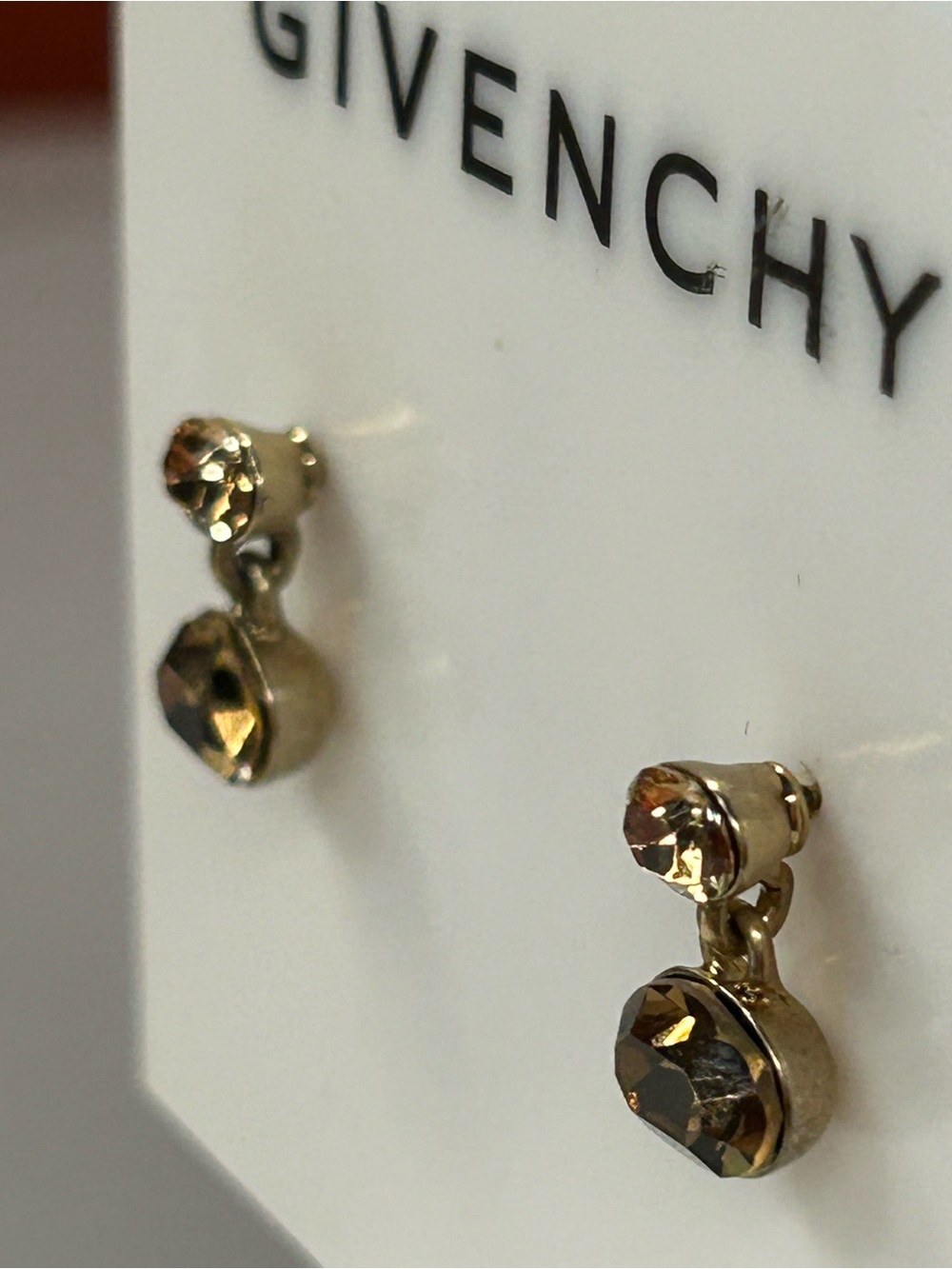 Givenchy mini champagne amber drop earrings